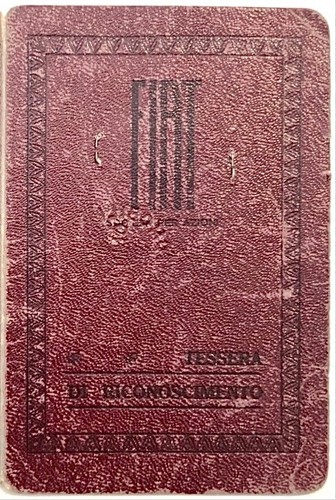 Fiat auto torino tessera xxi - tessera, a.xxi