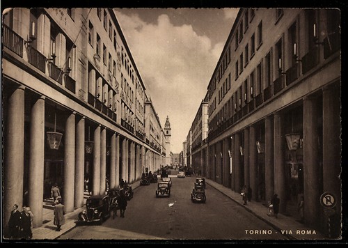 Cartolina torino via roma con - torino,,
