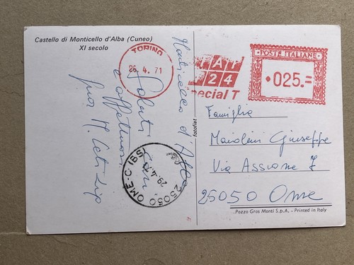 Cartolina affrancatura - o.),